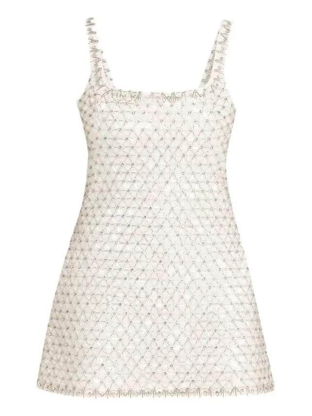 Beaded Rhinestone Crepe Mini Dress Beaded Rhinestone Crepe Mini Dress