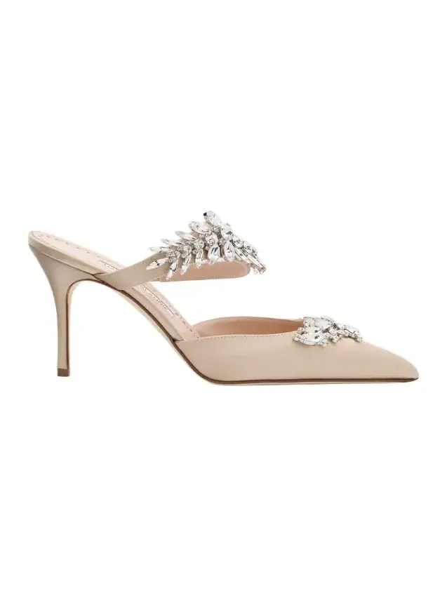 90mm Lurum Embellished Satin Mule Pumps