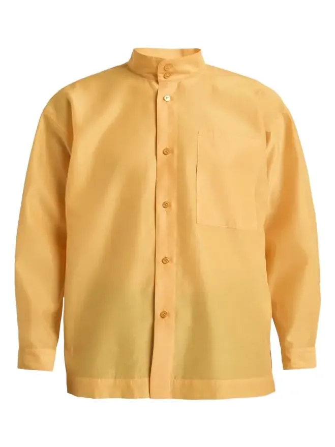 Men's Polyester and Wool Mandarin-Collar Sport Shirt Men's Polyester and Wool Mandarin-Collar Sport Shirt