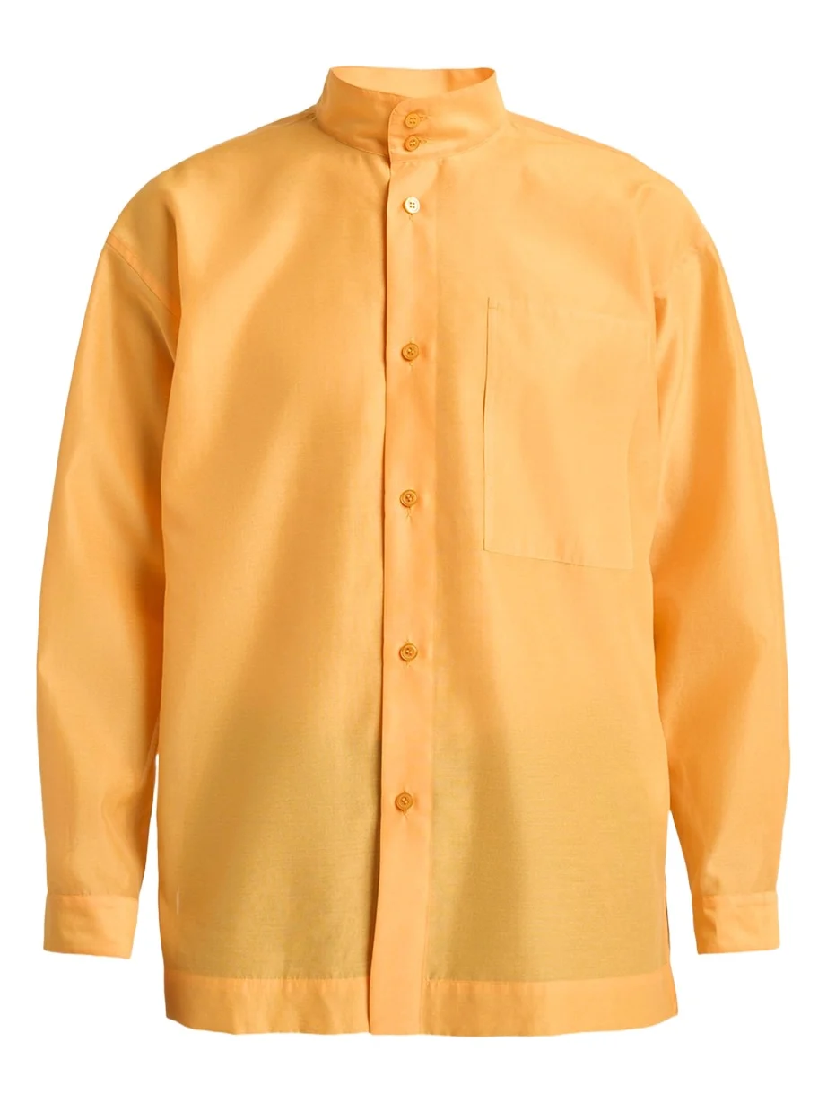 Homme Plissé Issey Miyake Men's Polyester and Wool Mandarin-Collar Sport Shirt