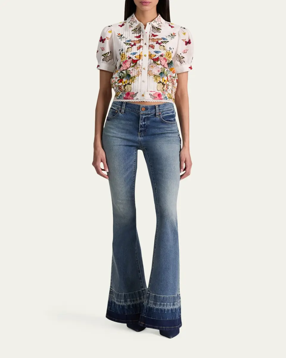 ALICE + OLIVIA Rosie Embroidered Puff-Sleeve Shirt | Thumbnail 2 ALICE + OLIVIA Rosie Embroidered Puff-Sleeve Shirt | Thumbnail 2