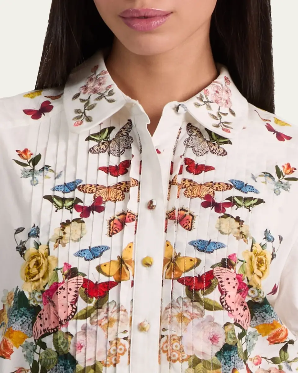 ALICE + OLIVIA Rosie Embroidered Puff-Sleeve Shirt | Thumbnail 5 ALICE + OLIVIA Rosie Embroidered Puff-Sleeve Shirt | Thumbnail 5