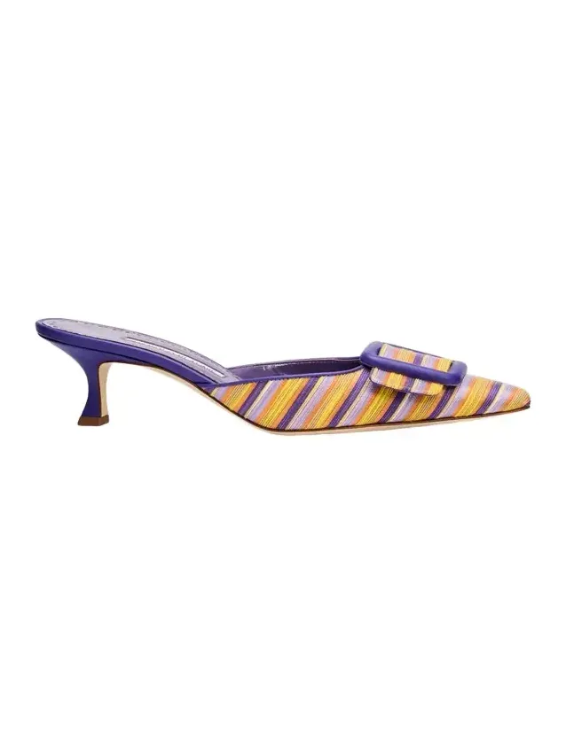50mm Maysalebi Striped Mule Pumps