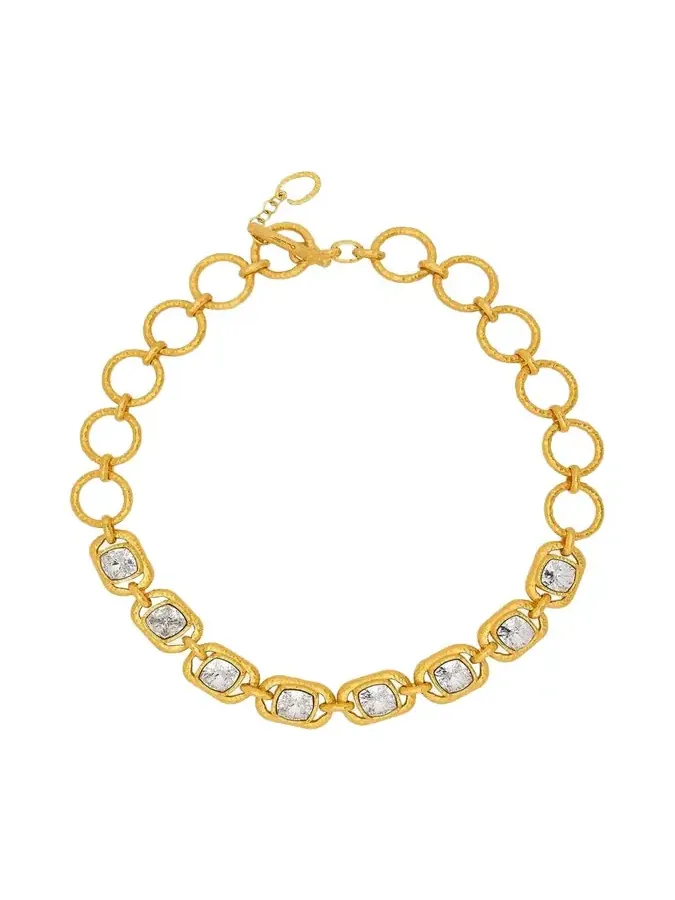 Rectangular Crystal Chain Necklace