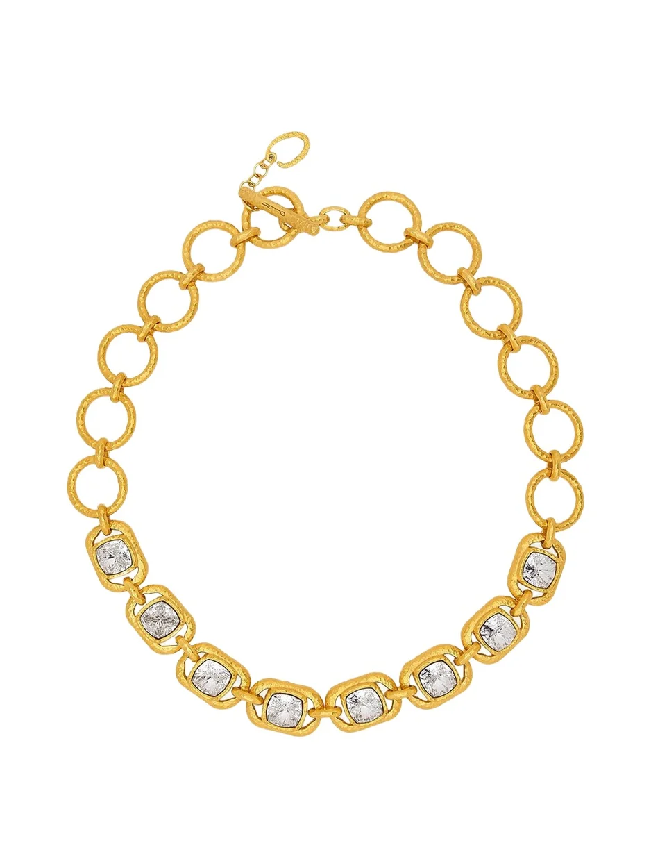 Rectangular Crystal Chain Necklace