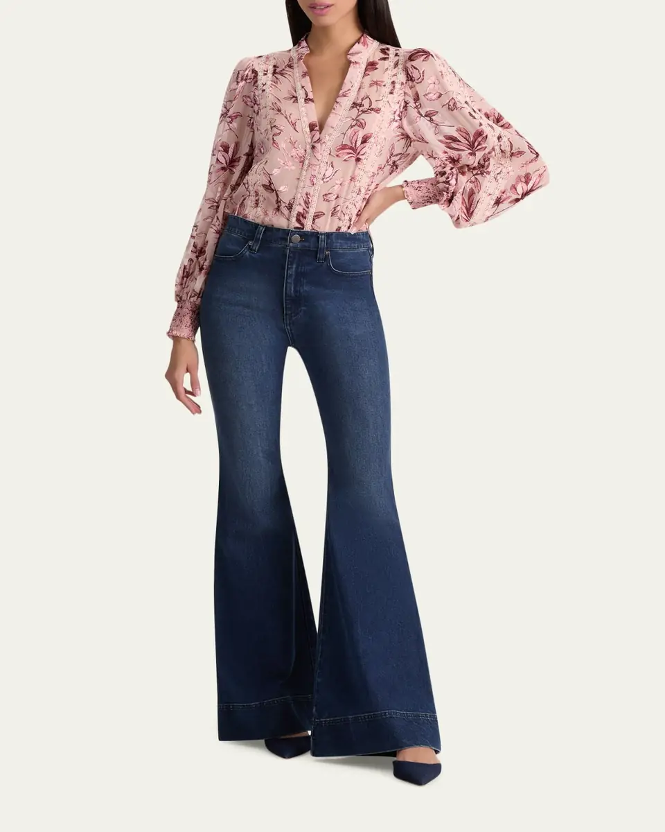 Alice + Olivia Arlette Floral Lace-Trim Blouse | Thumbnail 2