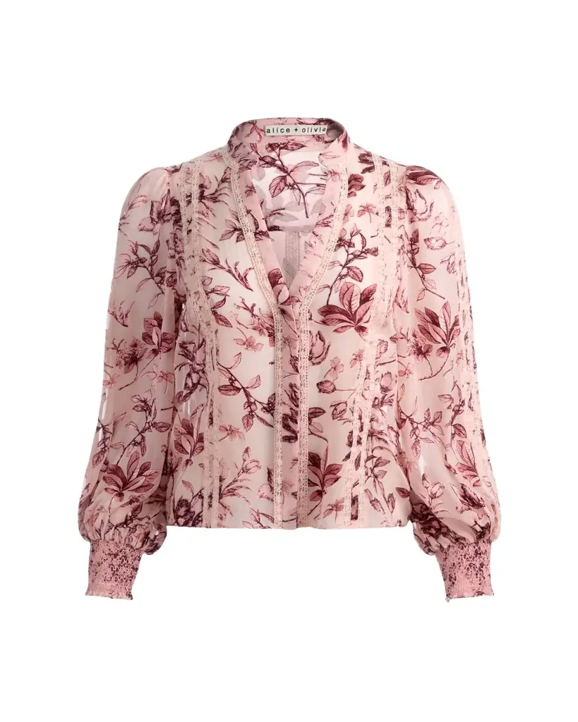 Arlette Floral Lace-Trim Blouse Arlette Floral Lace-Trim Blouse