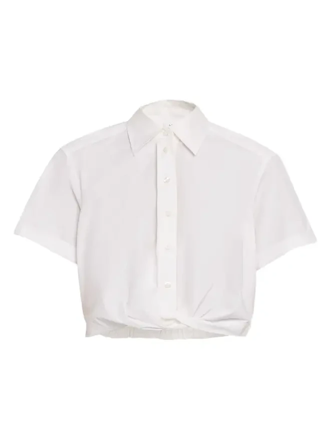 A.L.C. Lily Cropped Twist-Front Poplin Shirt
