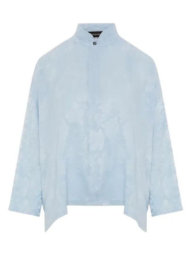Wide A-Line Double Stand Collar Shirt - Mid Plus Length