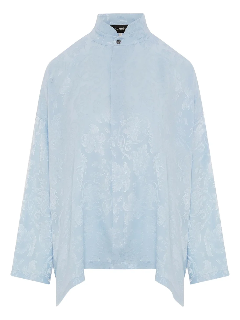 Wide A-Line Double Stand Collar Shirt - Mid Plus Length Wide A-Line Double Stand Collar Shirt - Mid Plus Length