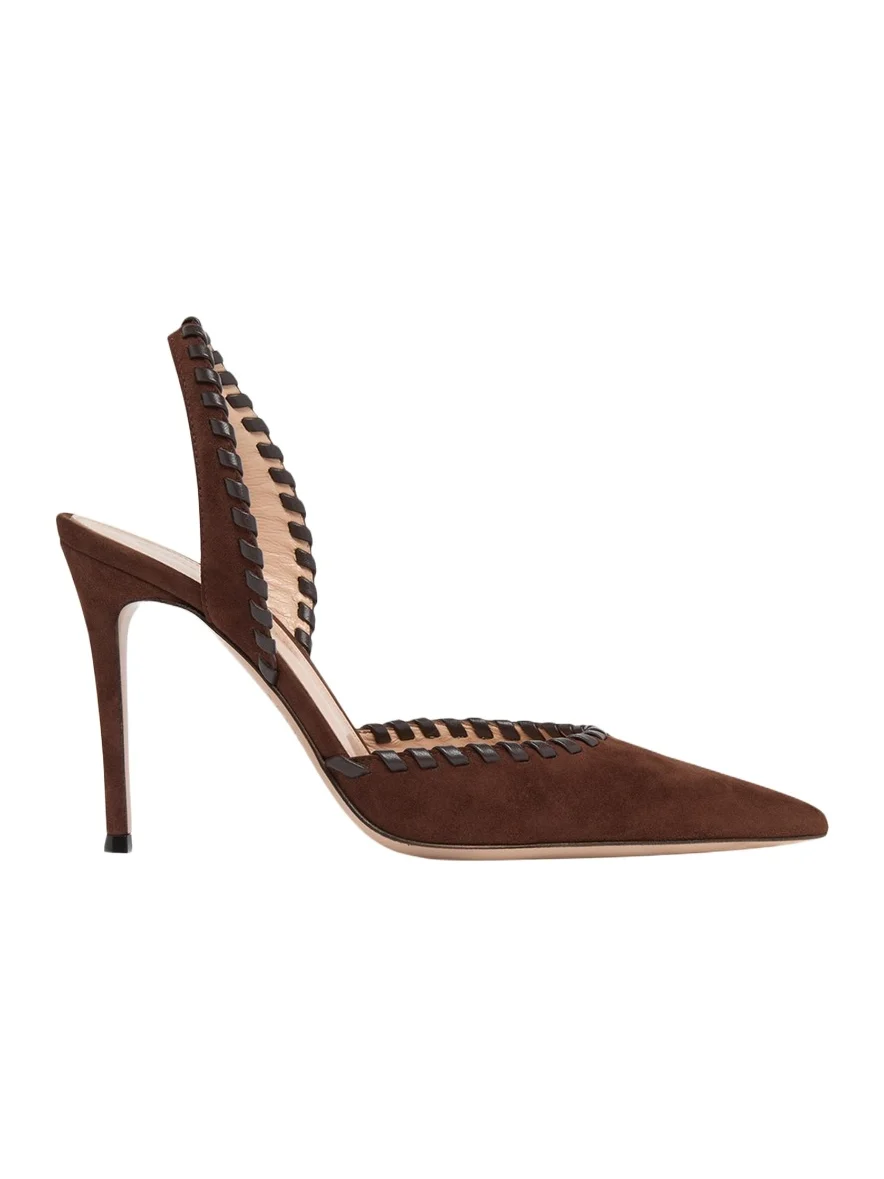 Gianvito Rossi 85mm Whipstitch Suede Slingback Pumps