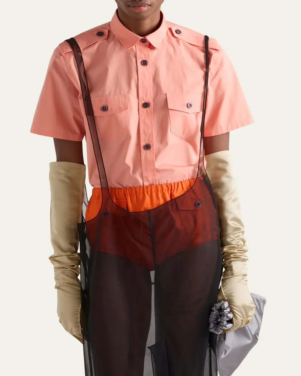 Prada Short-Sleeve Cotton Utility Shirt | Thumbnail 4
