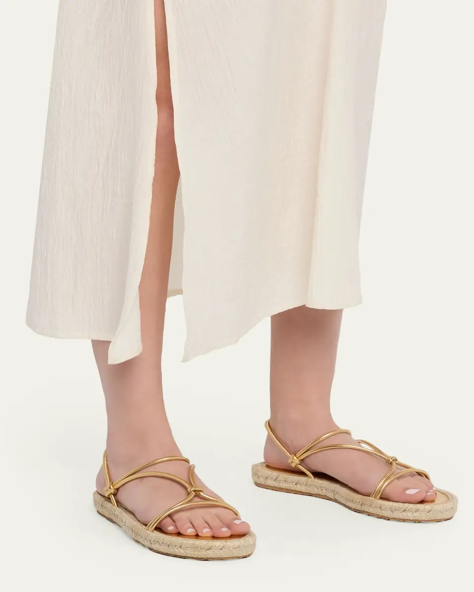 Gianvito Rossi Metallic Nappa Leather Espadrille Sandals | Thumbnail 2 Gianvito Rossi Metallic Nappa Leather Espadrille Sandals | Thumbnail 2