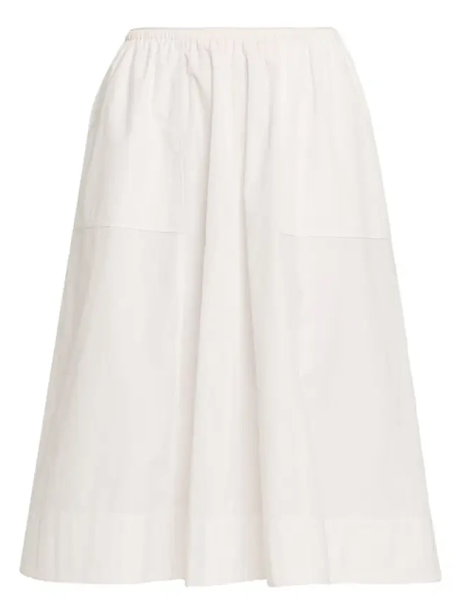 Scallop-Trim Poplin Midi Skirt