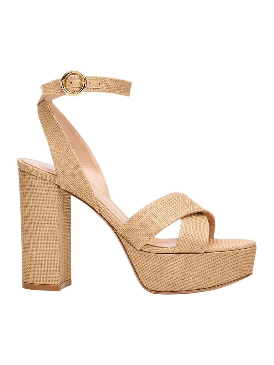 70mm Raffia Platform Sandals