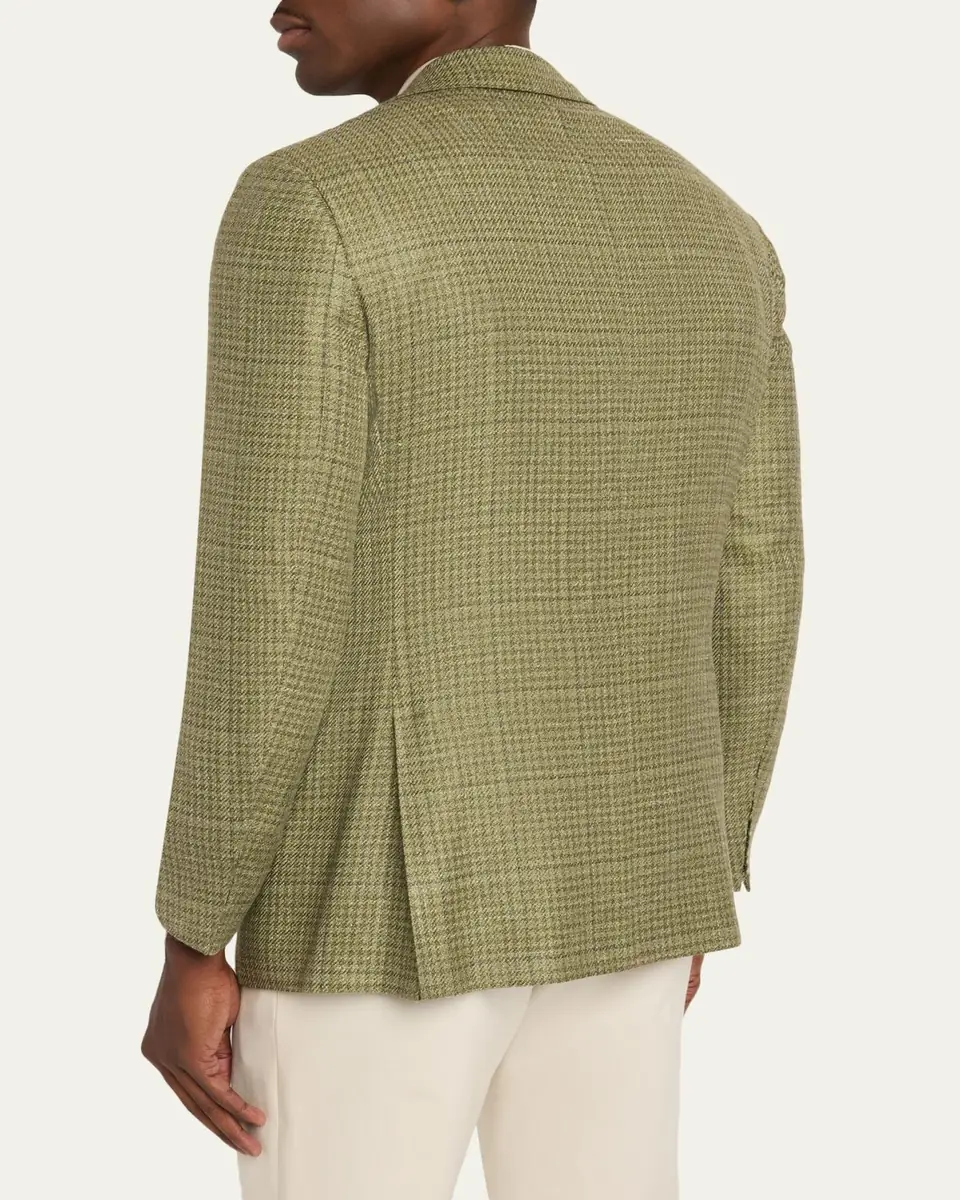 Kiton Men's Tonal Plaid Wool-Blend Single-Breasted Sport Coat | Thumbnail 3