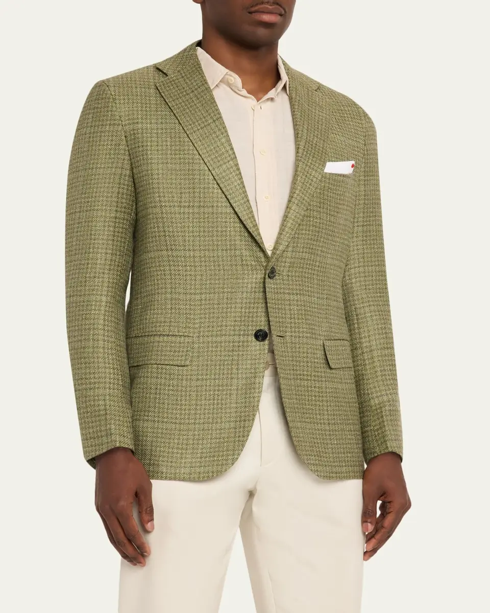 Kiton Men's Tonal Plaid Wool-Blend Single-Breasted Sport Coat | Thumbnail 4