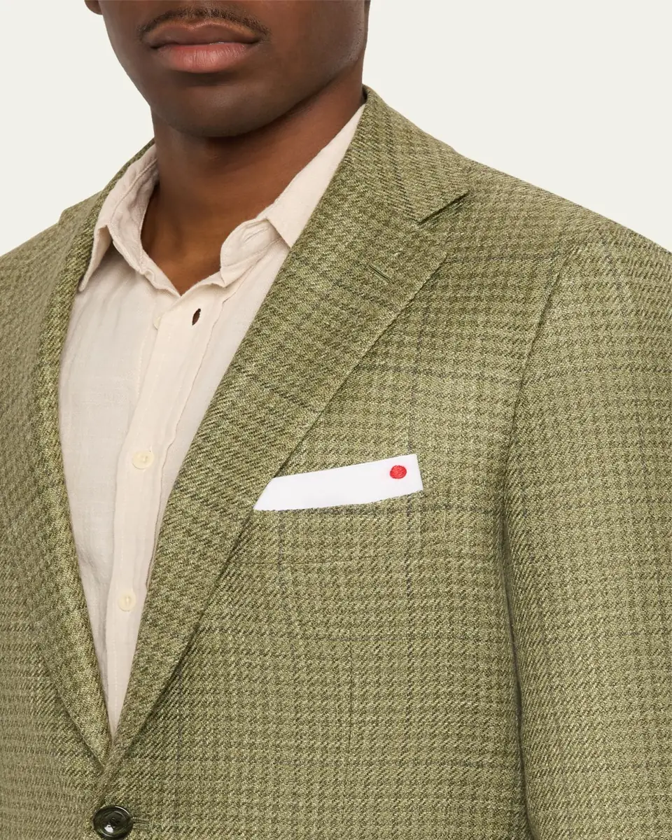 Kiton Men's Tonal Plaid Wool-Blend Single-Breasted Sport Coat | Thumbnail 5