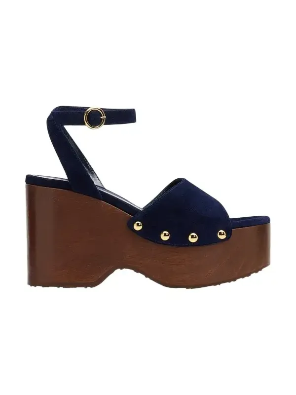 Suede Ankle-Strap Platform Sandals