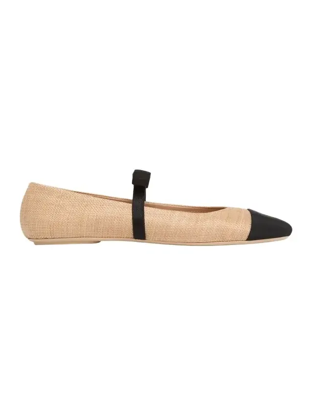 Raffia Bow Ballerina Flats