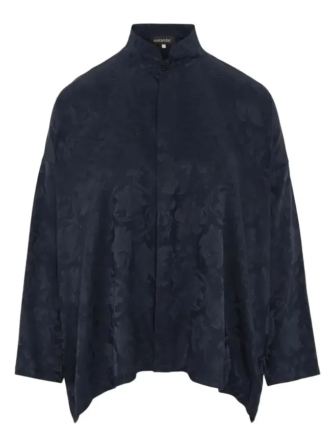 Wide A-Line Double Stand Collar Shirt - Mid Plus Length