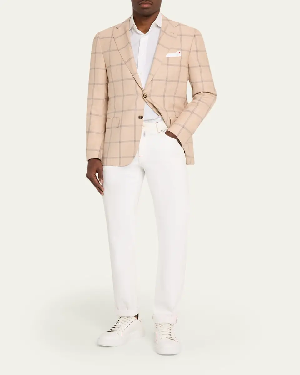 Kiton Men's Windowpane Cashmere Single-Breasted Sport Coat | Thumbnail 2