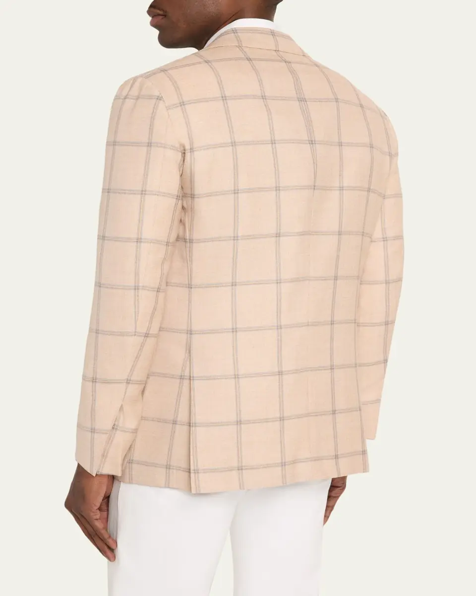 Kiton Men's Windowpane Cashmere Single-Breasted Sport Coat | Thumbnail 3