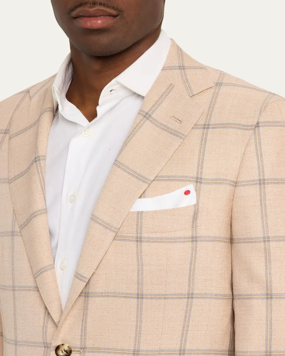 Kiton Men's Windowpane Cashmere Single-Breasted Sport Coat | Thumbnail 5