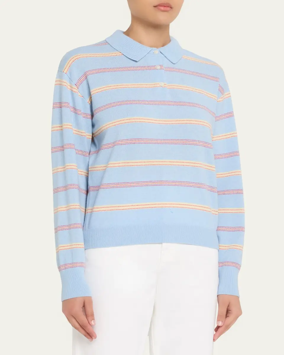Guest in Residence Collegiate Striped Cashmere Polo | Thumbnail 4 Guest in Residence Collegiate Striped Cashmere Polo | Thumbnail 4