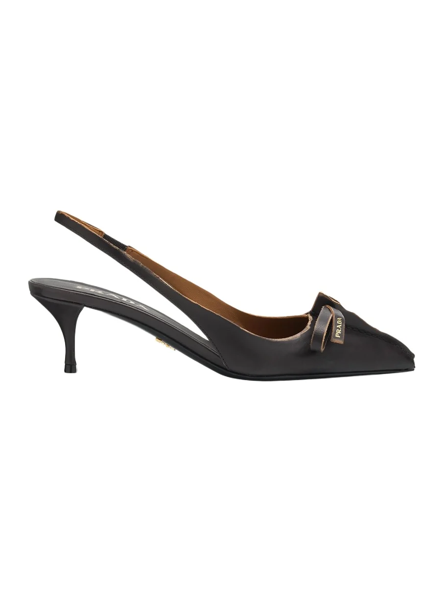 55mm Brushed Leather Slingback Pumps 55mm Brushed Leather Slingback Pumps
