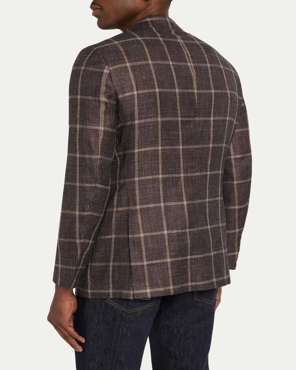 Kiton Men's Windowpane Cashmere and Silk Single-Breasted Sport Coat | Thumbnail 3