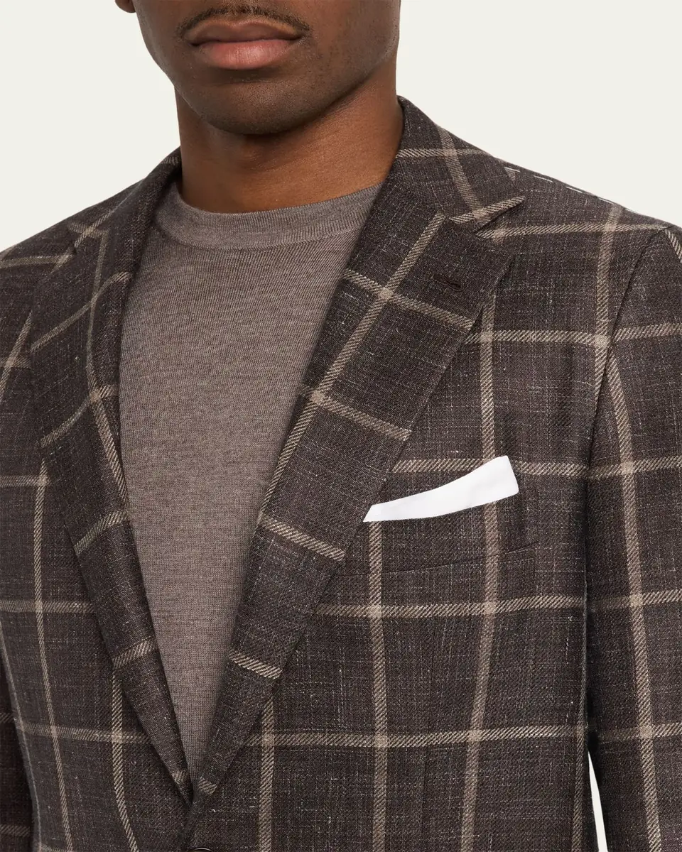 Kiton Men's Windowpane Cashmere and Silk Single-Breasted Sport Coat | Thumbnail 5