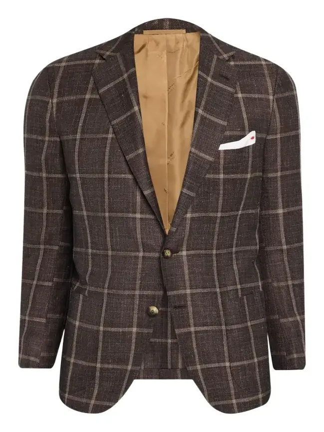 Men's Windowpane Cashmere and Silk Single-Breasted Sport Coat Men's Windowpane Cashmere and Silk Single-Breasted Sport Coat