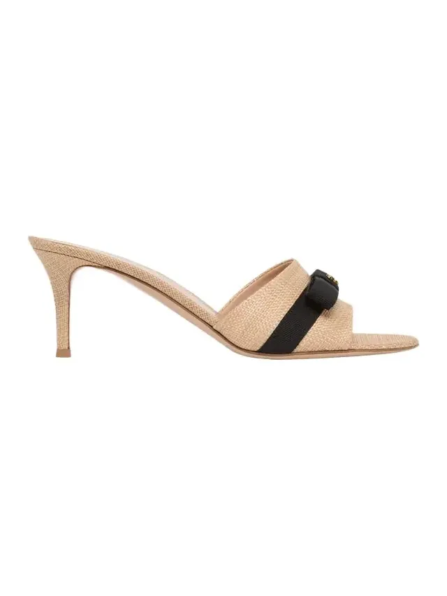 70mm Raffia Bow Mule Sandals 70mm Raffia Bow Mule Sandals