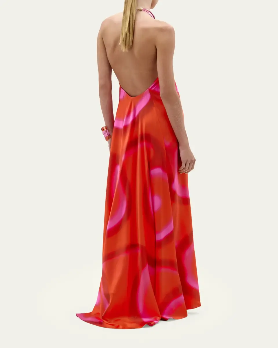 Silvia Tcherassi Jesse Abstract-Print Backless Halter Maxi Dress | Thumbnail 3 Silvia Tcherassi Jesse Abstract-Print Backless Halter Maxi Dress | Thumbnail 3