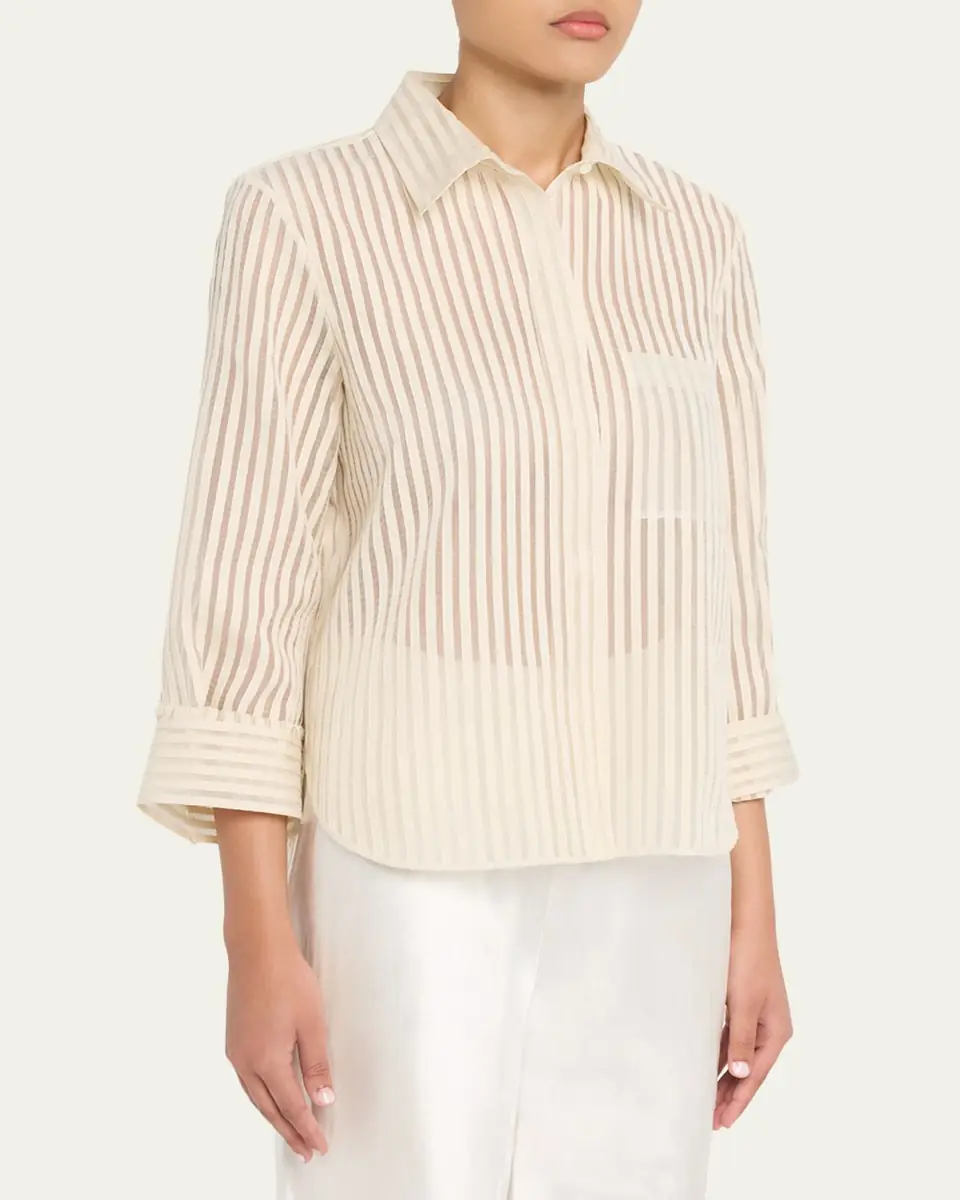 TWP Boyfriend Shirt in Ribbon on Organza | Thumbnail 4 TWP Boyfriend Shirt in Ribbon on Organza | Thumbnail 4