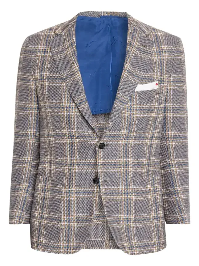 Men's Plaid Cashmere and Linen Single-Breasted Sport Coat Men's Plaid Cashmere and Linen Single-Breasted Sport Coat