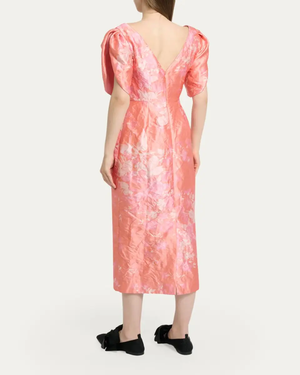 Erdem Floral-Print Textured Satin Midi Dress | Thumbnail 3 Erdem Floral-Print Textured Satin Midi Dress | Thumbnail 3
