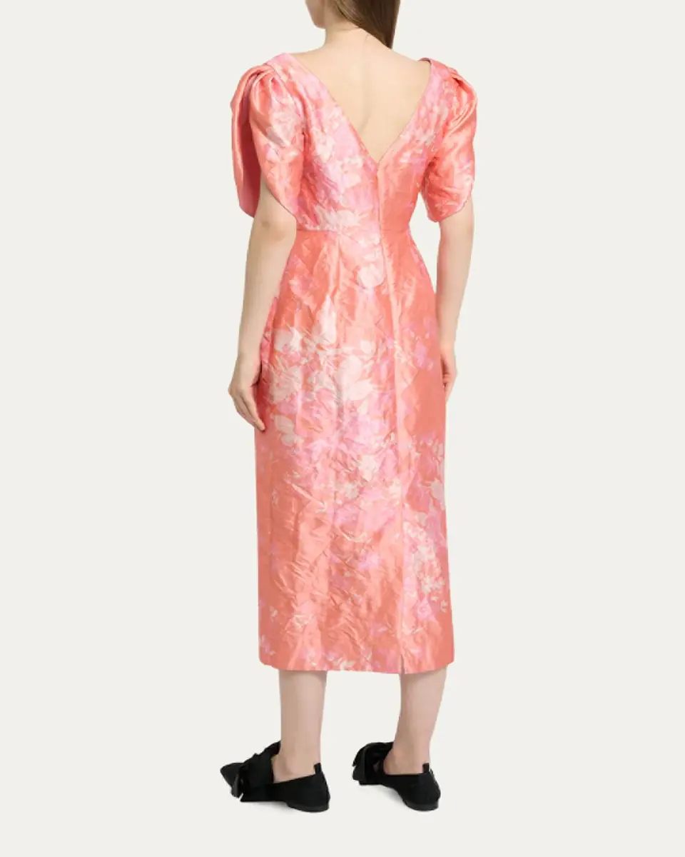 Erdem Floral-Print Textured Satin Midi Dress | Thumbnail 7 Erdem Floral-Print Textured Satin Midi Dress | Thumbnail 7