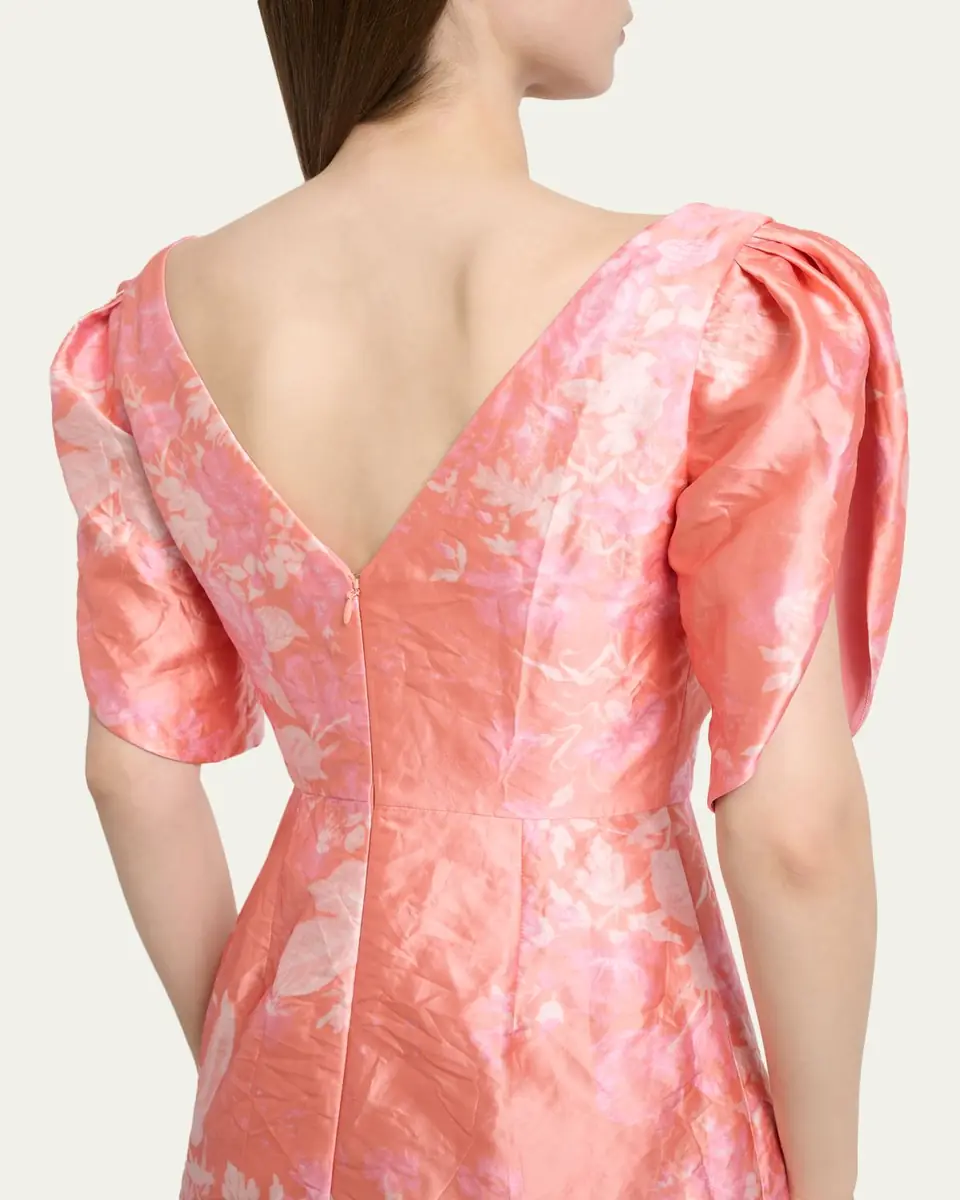 Erdem Floral-Print Textured Satin Midi Dress | Thumbnail 9 Erdem Floral-Print Textured Satin Midi Dress | Thumbnail 9