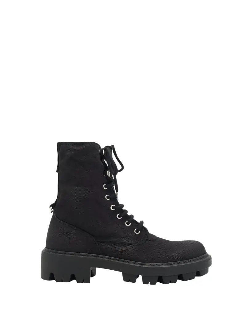 Prada Canvas Ankle Combat Boots | Image 1 Prada Canvas Ankle Combat Boots | Image 1