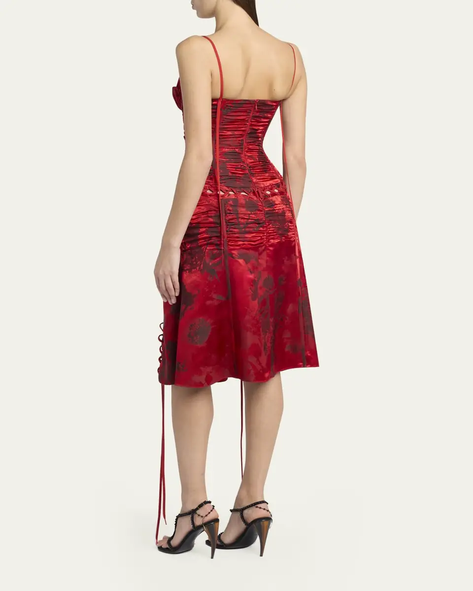 Alexander McQueen Certified Fluid Viscose Floral Jacquard Corset Dress | Thumbnail 3 Alexander McQueen Certified Fluid Viscose Floral Jacquard Corset Dress | Thumbnail 3