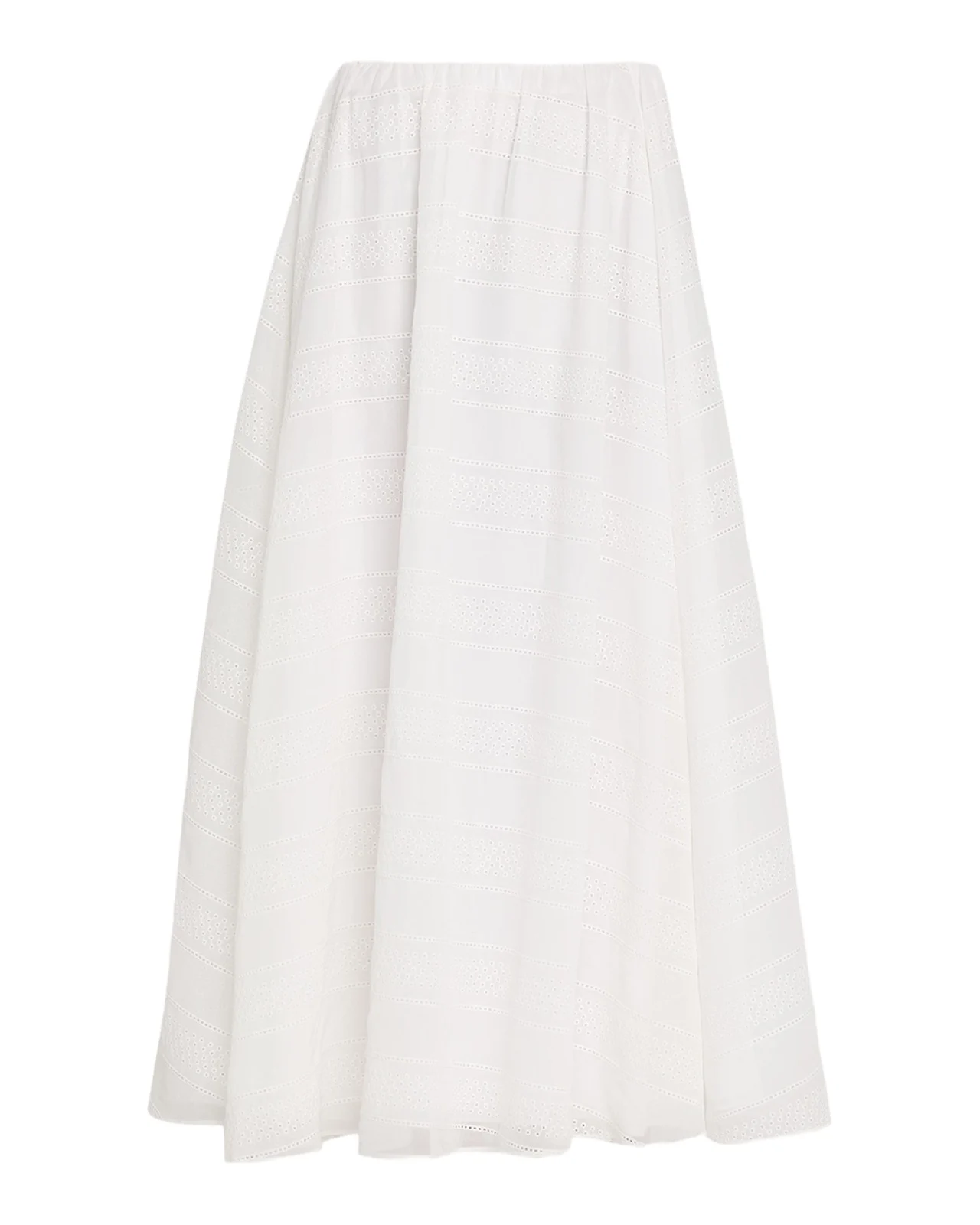 Brunello Cucinelli Long Eyelet Cotton Skirt