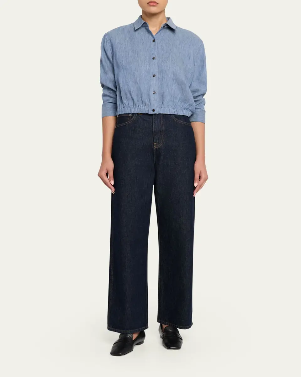 Theory Cropped Button-Front Shirt | Thumbnail 2 Theory Cropped Button-Front Shirt | Thumbnail 2