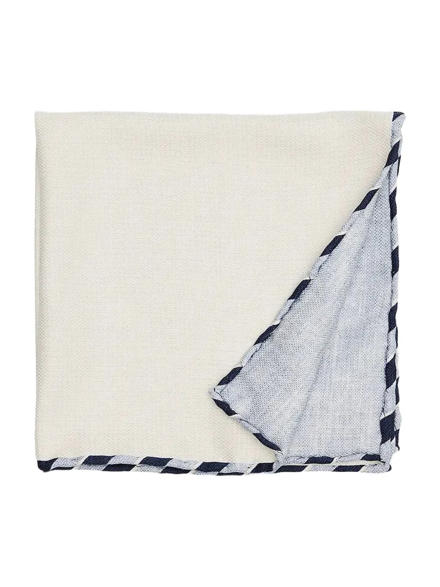 Brunello Cucinelli Men's Double-Face Stripe-Trim Silk Pocket Square
