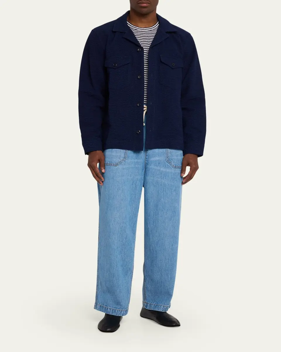 OFFICINE GÉNÉRALE Men's Wide-Leg Drawstring Trousers | Thumbnail 2 OFFICINE GÉNÉRALE Men's Wide-Leg Drawstring Trousers | Thumbnail 2