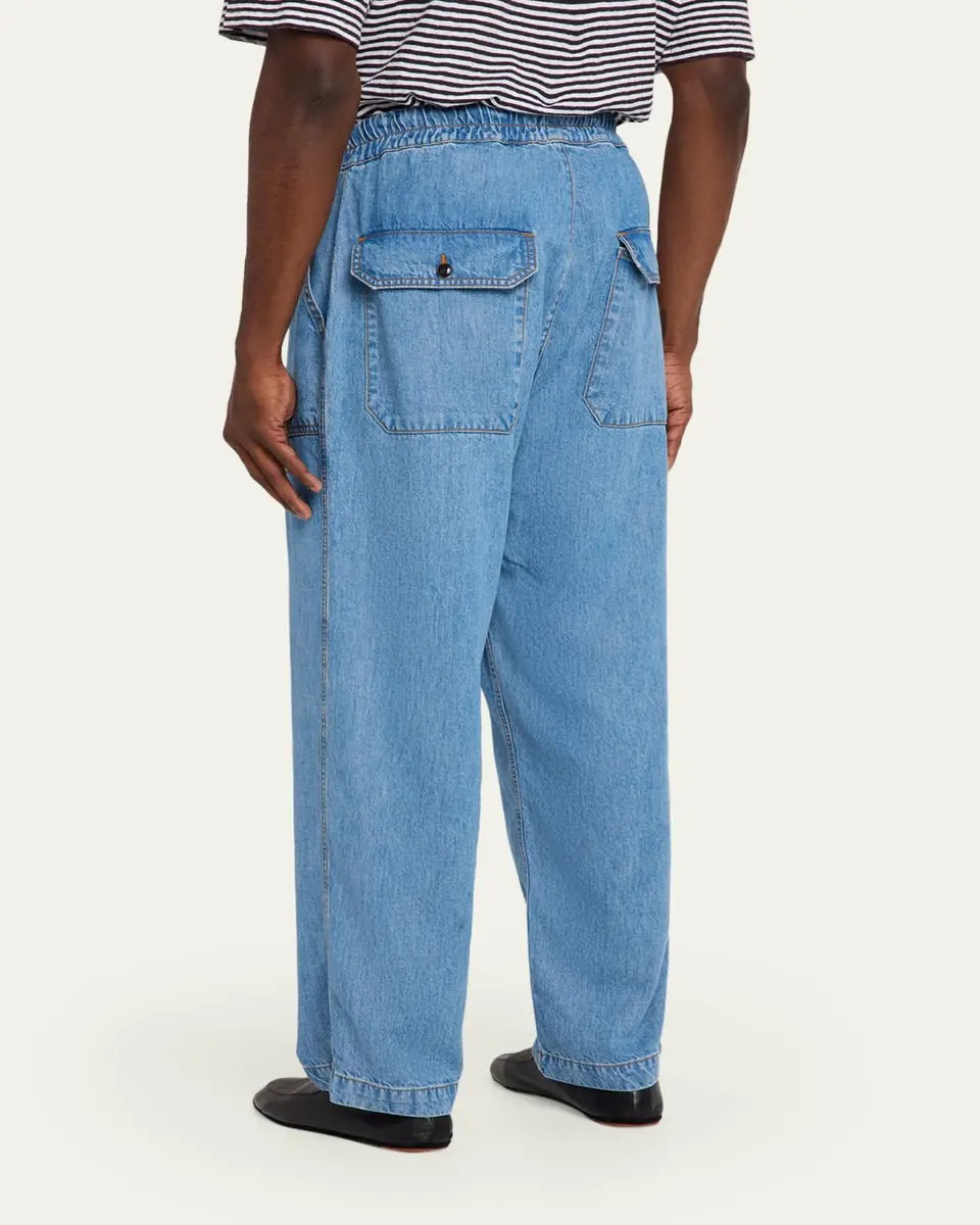 OFFICINE GÉNÉRALE Men's Wide-Leg Drawstring Trousers | Thumbnail 3 OFFICINE GÉNÉRALE Men's Wide-Leg Drawstring Trousers | Thumbnail 3