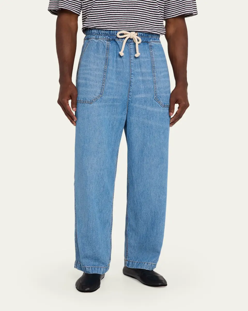 OFFICINE GÉNÉRALE Men's Wide-Leg Drawstring Trousers | Thumbnail 4 OFFICINE GÉNÉRALE Men's Wide-Leg Drawstring Trousers | Thumbnail 4