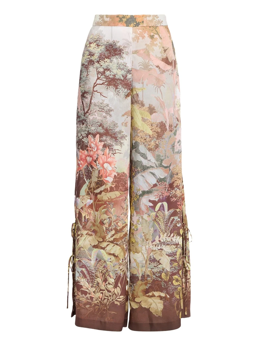 Helena Wide-Leg Botanical-Print Pants Helena Wide-Leg Botanical-Print Pants