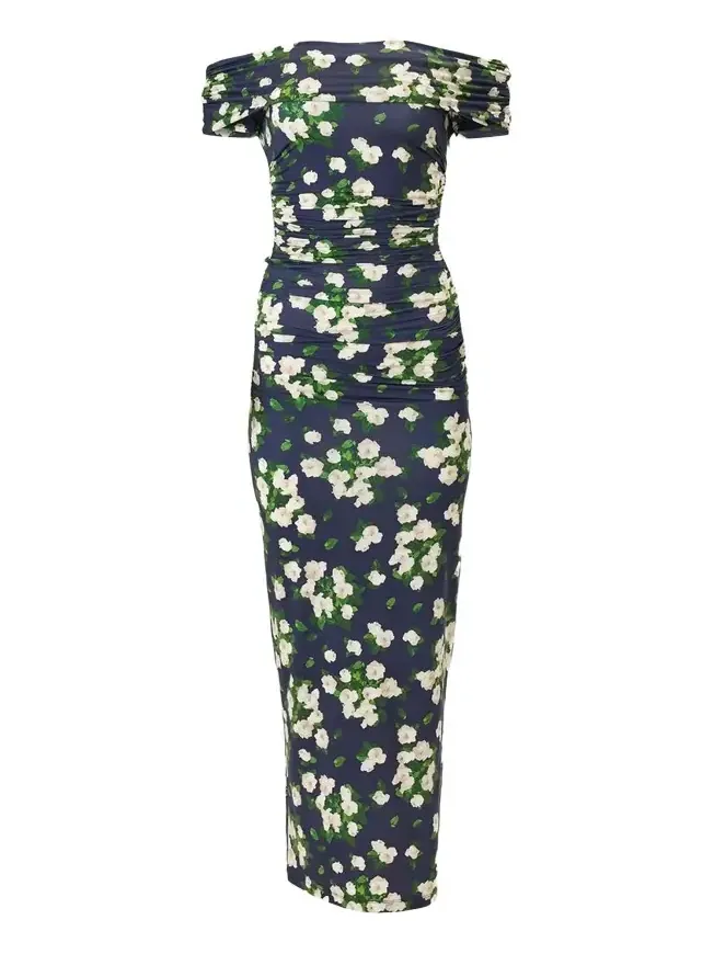 Off-The-Shoulder Floral Jersey Maxi Dress